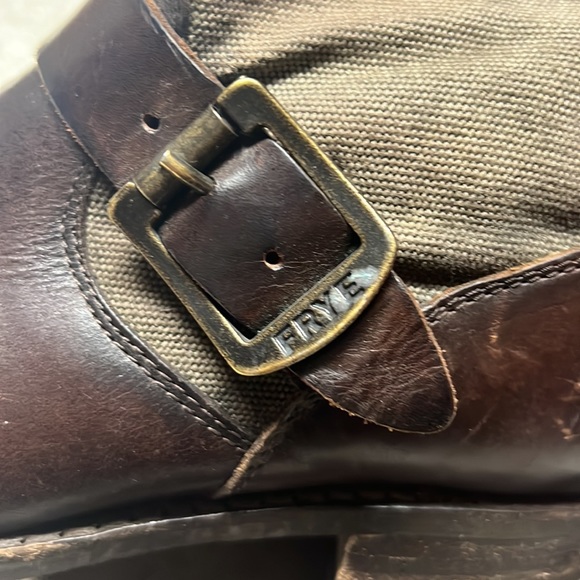 Frye Veronica Leather Canvas Shortie Boots- Womens- Size 7 B- Brown- Ankle Boot - Picture 7 of 13